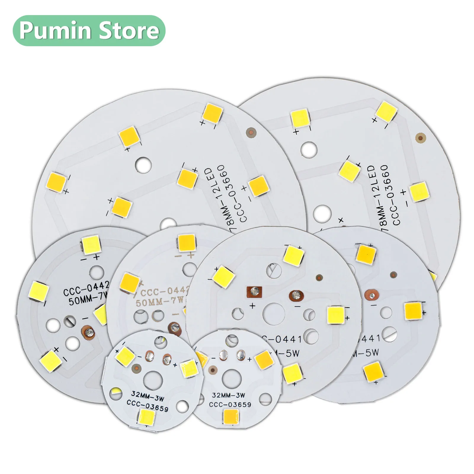 LED Light Round Light Panel 3W 5W 7W 12W 15*30mil Light Source Board White Light Warm Light DIY Panel Light Source Accessories