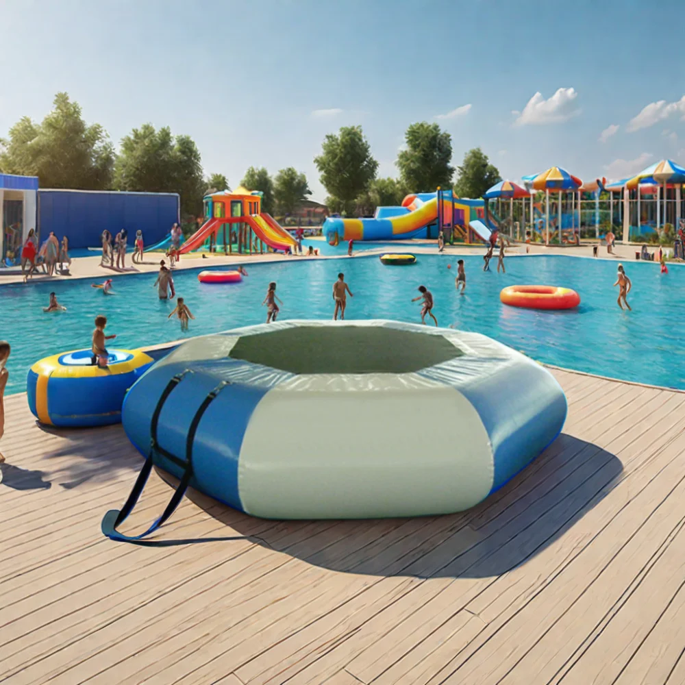 Nadmuchiwana trampolina wodna, zabawka do zabawy na świeżym powietrzu, platforma trampolinowa do zabaw w wodzie, nadmuchiwana platforma pływająca.