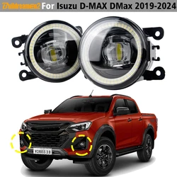 2 X Truck Front Bumper LED Lens Fog Light Angel Eye Daytime Running Lamp DRL Assembly 30W H11 For Isuzu D-MAX DMax 2019-2024