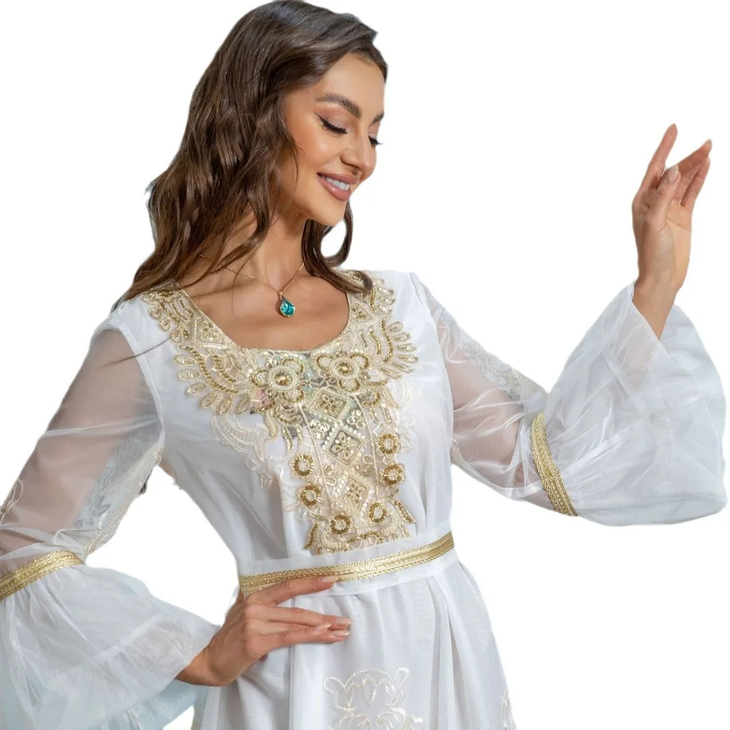 

Ближний Восток, новая женская одежда в этническом стиле, мусульманский халат, вечернее платье в Дубае, платье с вышивкой и аппликацией