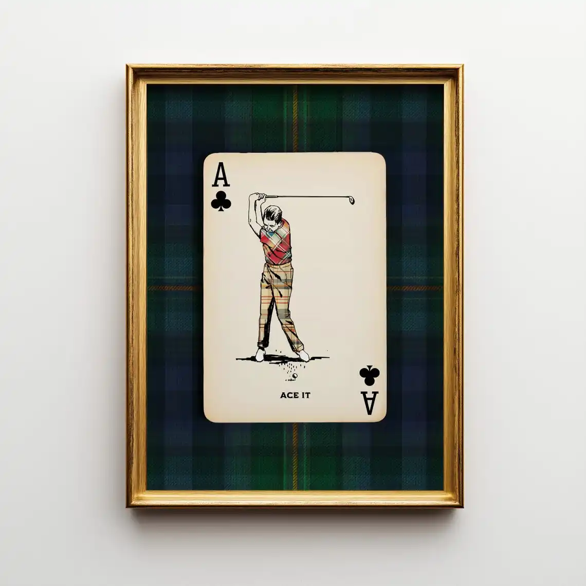 Golf Canvas Print Poster Playing Card Wall Art Vintage Country Club Decor Preppy Masculine Office Furnishing Golfer Grandpa Gift