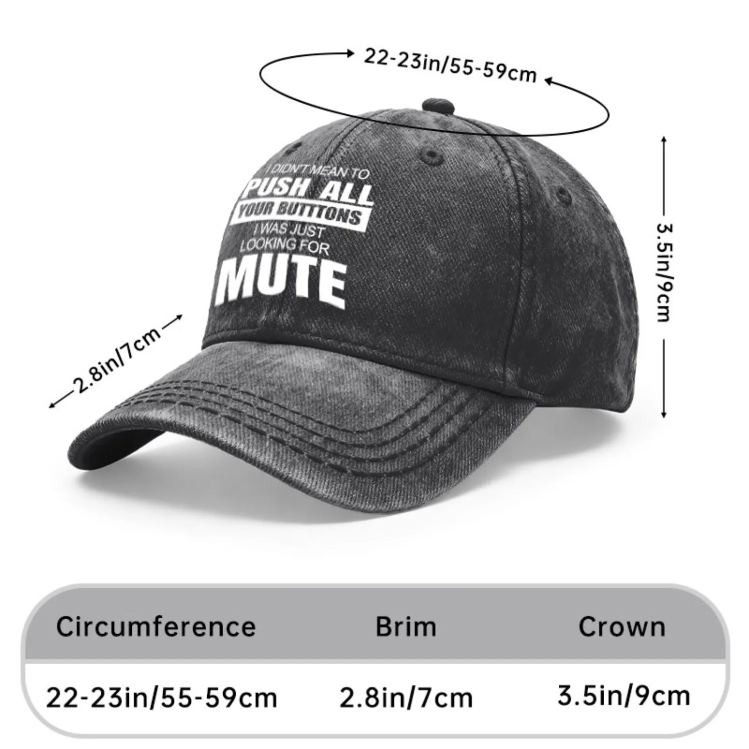 1 Vintage Washed Unisex Baseball Cap, I'M Not Intentionally Pressing All Your Buttons, I'M Just Looking for a Silent Design Print, Adjustable, Suitable for Outdoor Activities and Casual Wear, Gift for Boyfriend or Girlfriend