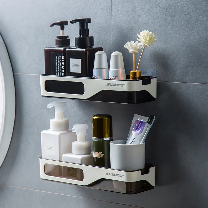 Wall Mounted Bathroom Shelf WC Shampoo Holder Punch-Free Kitchen Storage Basket Organizer Shelves Storage Shower Corner Shelf