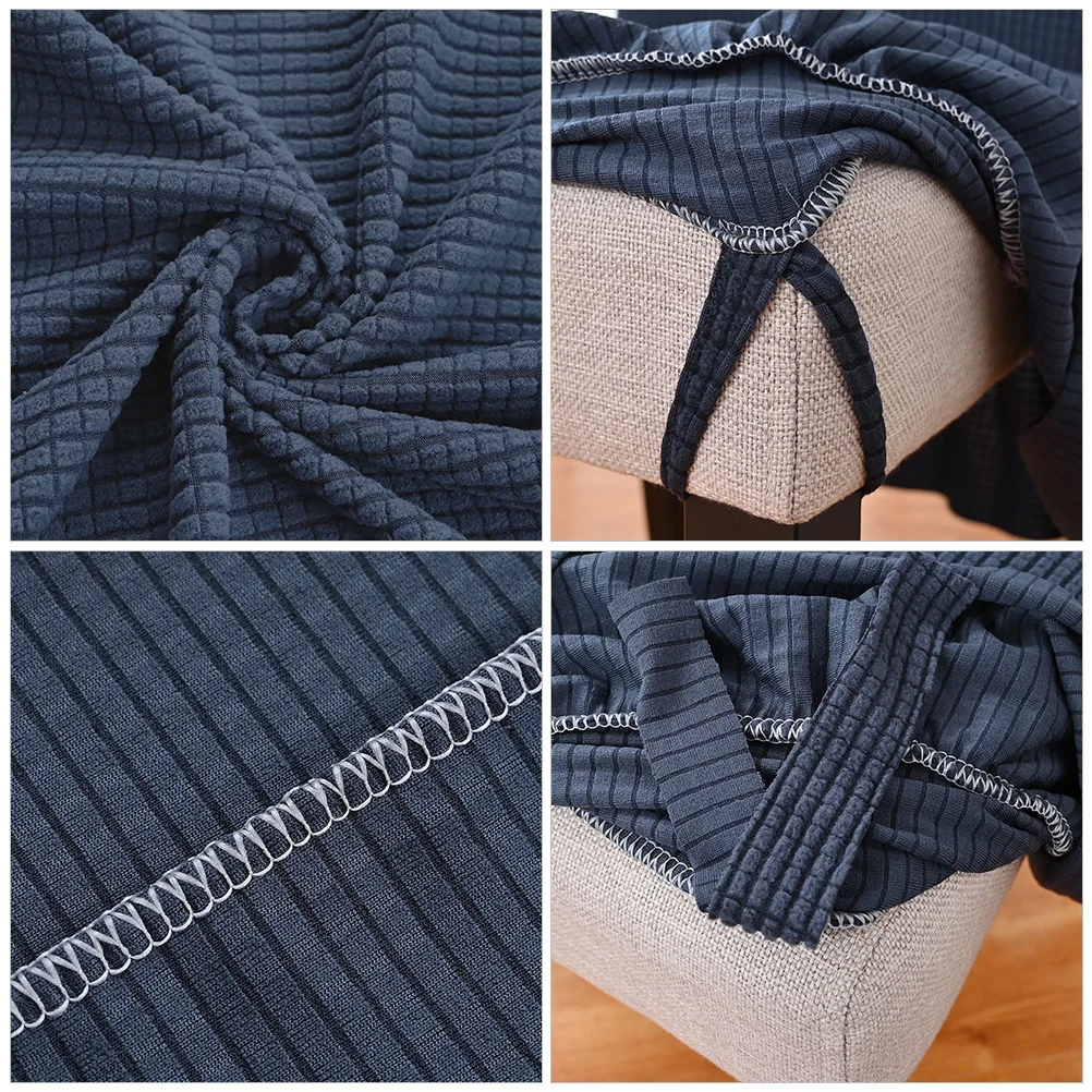 

Stretchable Resilient Chair Covers With Skirt Dining Room Sofa Protectors Elastic Furniture Cover For Home Restaurant Decor