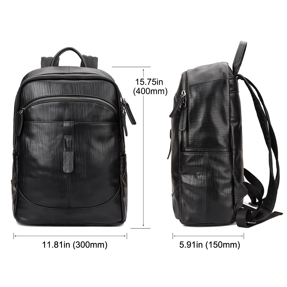 Nature Leather Men\'s Backpack Business 14 15.6 17.3inch Office School Laptop Bags Large Capacity Travel Bag Mochila