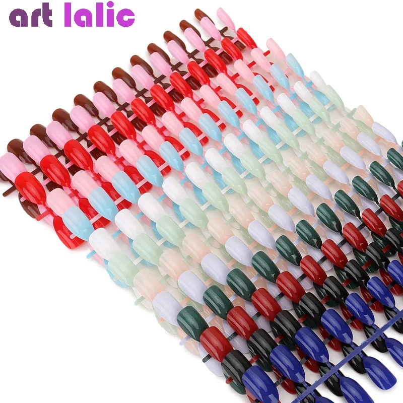 

24pcs Oval Waterdrop Coffin Fake Nail Tips Set French Acrylic Full Cover Detachable DIY Nail Art Extensions for Manicure