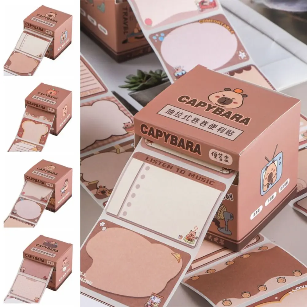Kawaii Capybara Sticky Notes Creatieve Trekbare Uittrekbare Sticky Notes Papierrol Type Stickable Capybara Memo Pad