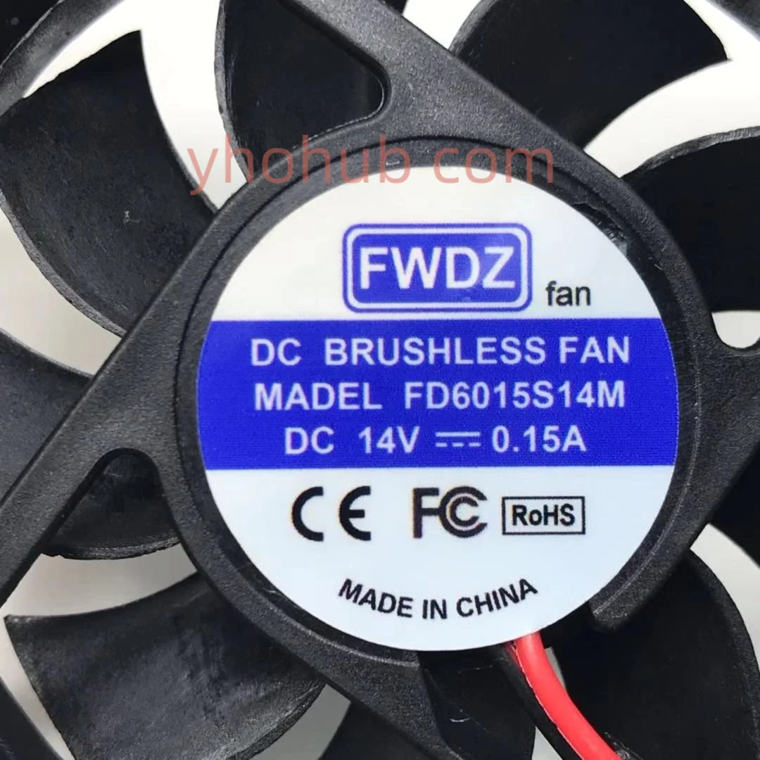 Fwdz FD6015S14M Dc 14V 0.15A 60X60X15Mm 2-Draad Server Koelventilator