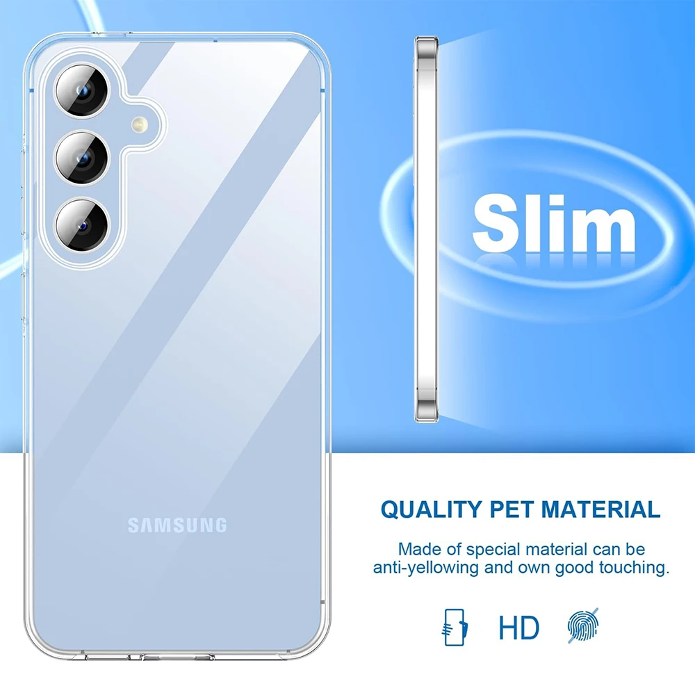 360° Full Body Cover Clear Phone Case for Samsung S24 FE Hybrid Hard PC Shell Silicone Shockproof Coque on Galaxy S24FE S 24 FE