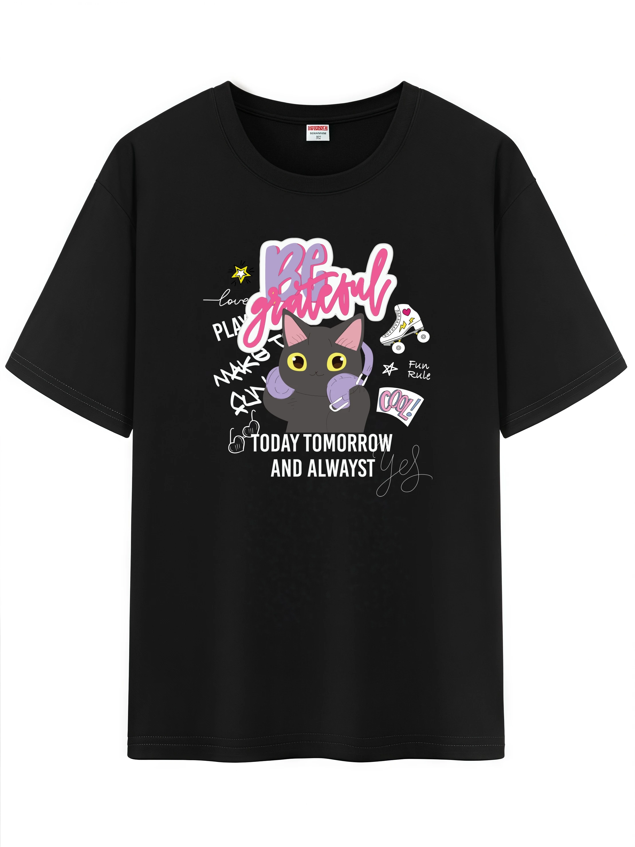 

​​"Cute Funny Cat Cotton T-Shirt - Trendy Short Sleeve Fashion Tee w/ Paws & Cool Meow Graphic (Cat Lover Streetwear)"​​