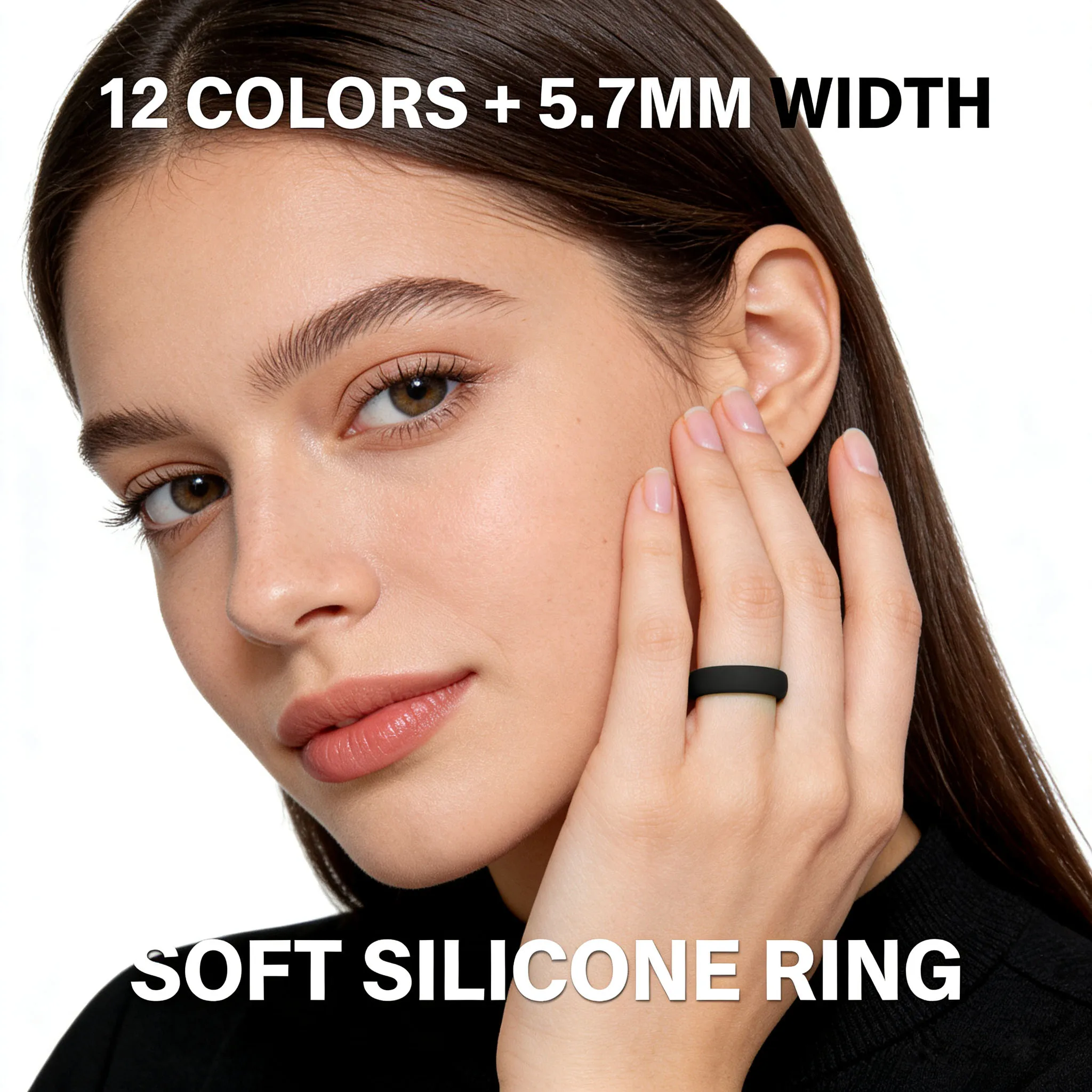 1pc Silicone Ring Hypoallergenic Crossfit Flexible Rubber Finger Rings 5.7MM For Women Party Wedding Rings