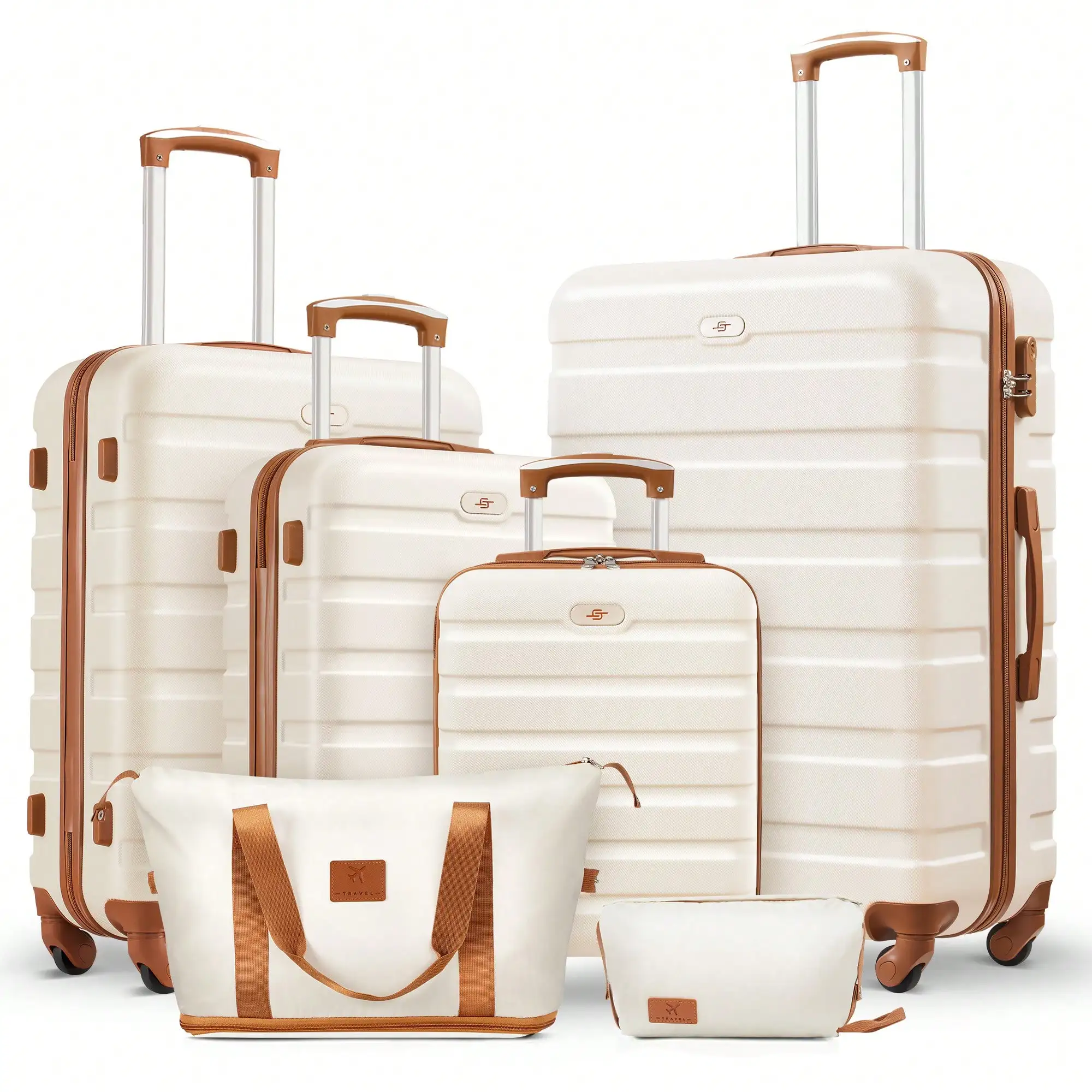 1pcs/2pcs Minimalist Solid Colorful Luggage Set, Hard Shell Zipper Trolley Suitcase With Square Small Makeup Handbag And Wheels For Travel/School Luggage Case Spinner Suitcase Travel Luggage Travel Suitcase Hardshell Suitcase Suitcase Luggage Carry-On