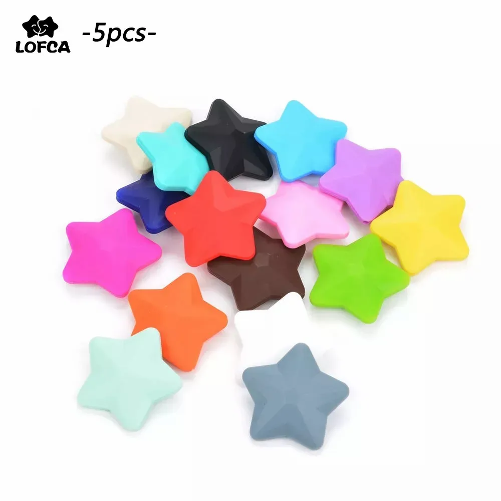 Wholesale 5pcs/lot Silicone Beads Star BPA Free Silicon Teething Beads Baby Chew Teething Necklace DIY Pacifier Clips Accessory