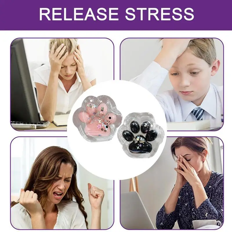 2PCS Zampa di Gatto Pizzico Agitarsi Giocattolo Rimbalzo Lento Alleviare Lo Stress Giocattoli Cubo Trasparente Blingbling Spremere Giocattolo Regalo Per I Bambini