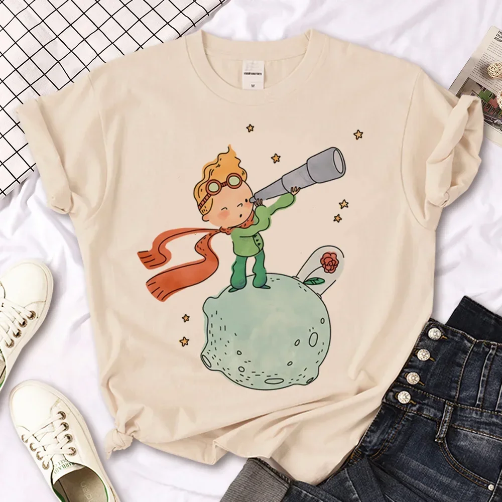 The Little Prince Print Tee Women T-shirts Harajuku Tshirt Girl 2000s Clothing kawaii Print T Shirt For Women image 2