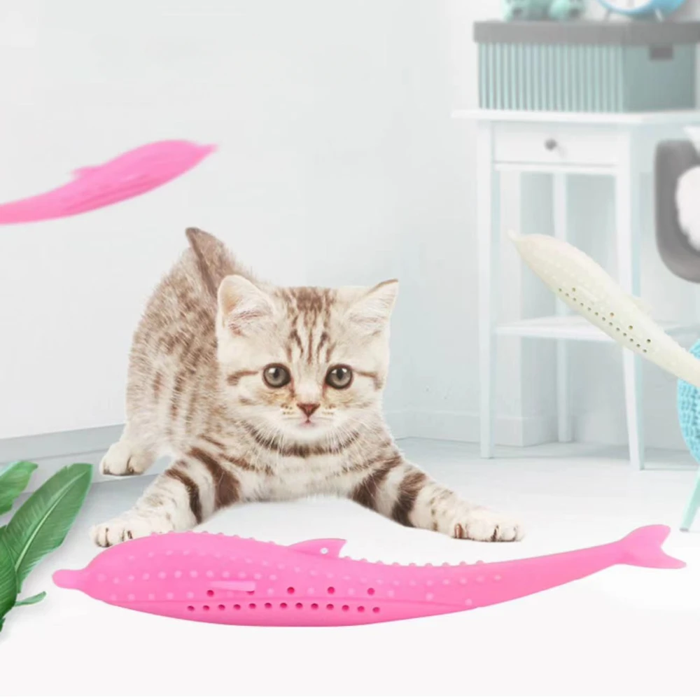 Katze Zähneputzen Spielzeug Zähne Reinigung Katze Stick Fisch-förmigen Silikon Spielzeug Kauen Beständig Interaktives Spielzeug Katzenminze Heimtierbedarf – Detail 2