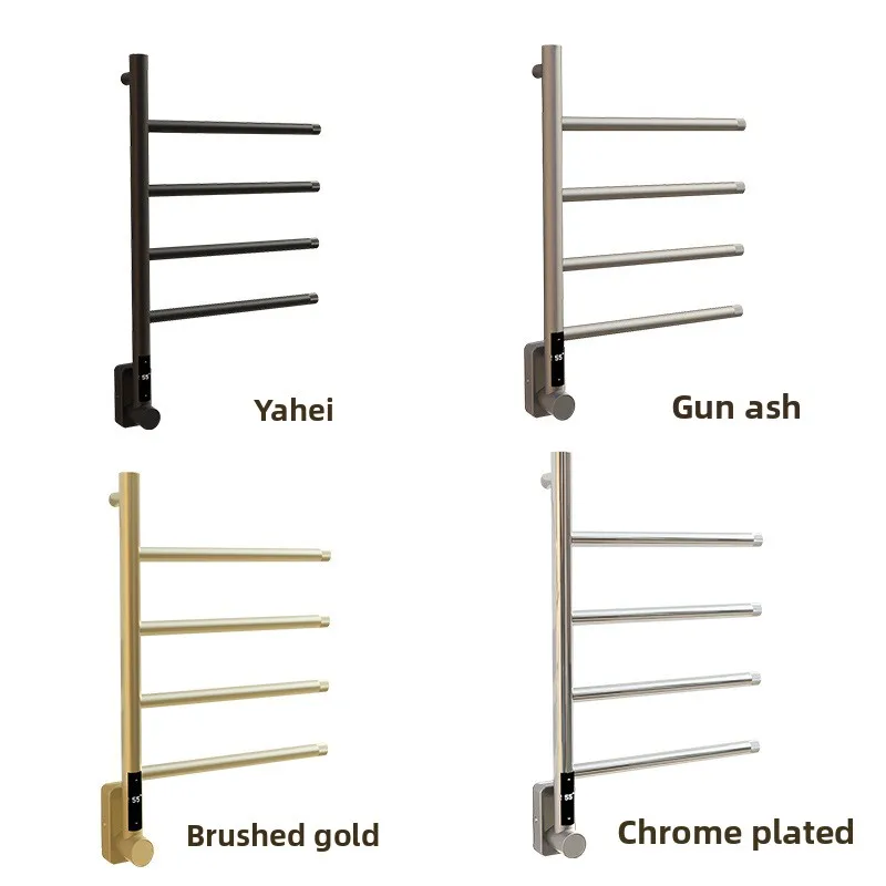 Smart Electric Heated Towel Rail Gun Grey Bathroom Wall Mounted Timer Drying Stainless Steel Towel Rack
