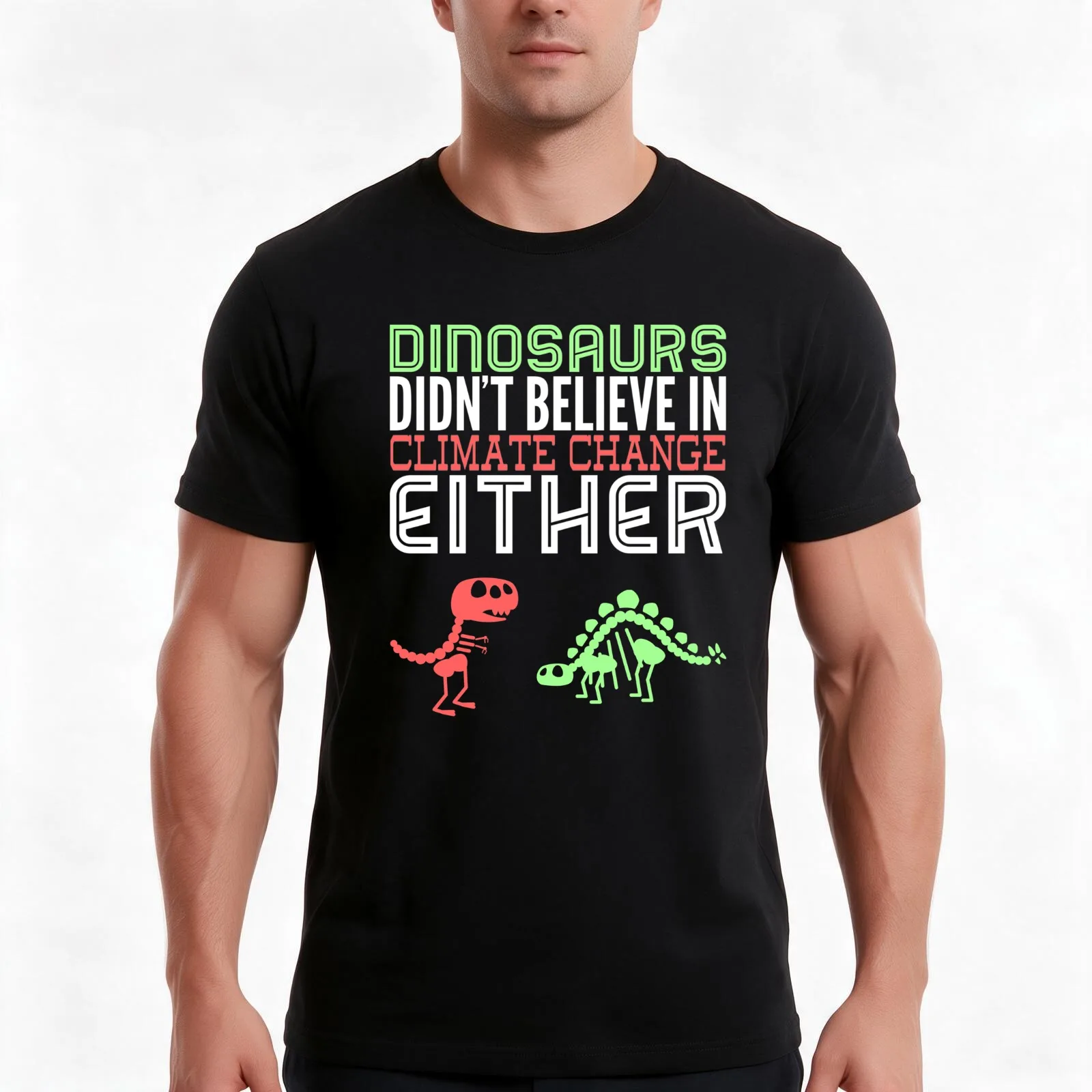Dinosaurs didn't believe in climate change either T-Shirt, Summer Casual Cotton Tee, Oversized Streetwear Tops, Unisex Men Women