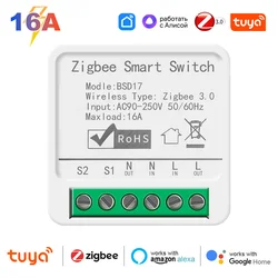 Tuya Zigbee Smart DIY Switch Module Relay 16A Support Two Way Control smart life timing control Work With Alexa Google Home