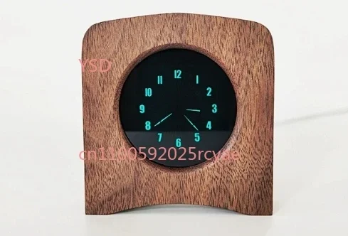 Black Walnut/Cherrywood Version Creative Fluorescent Screen VFD Pointer Clock WiFi Bluetooth Retro Clock Type-C Charging