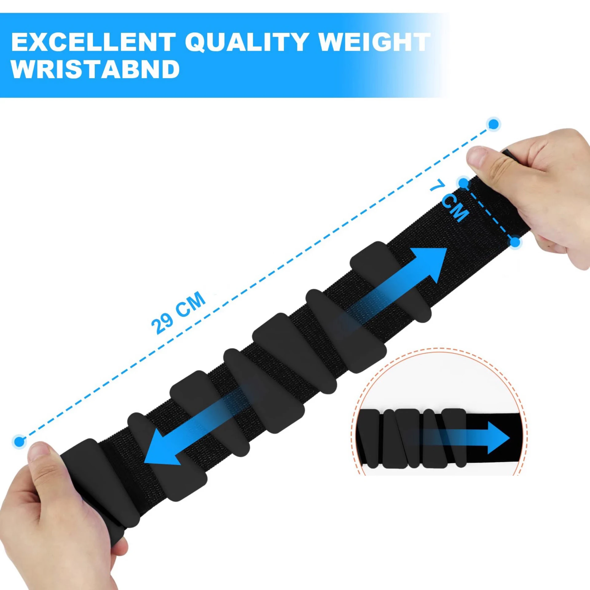 2pcs 1kg Adjustable Wearable Wrist & Ankle Silicone Bracelet Weight-Bearing Wristband Workout Resistance Weights weight