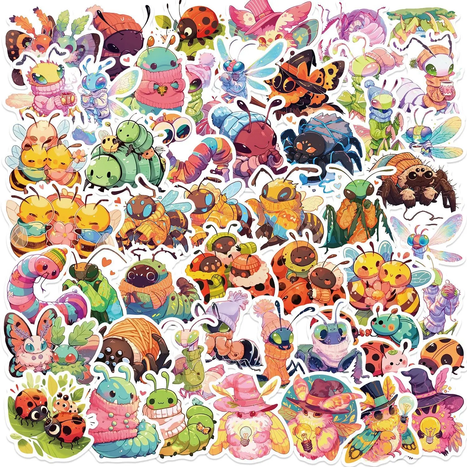 

10/30/50PCS Candy Cartoon Insect Sticker Cute Graffiti Decoration Guitar Scrapbook Notebook Luggage Waterproof Decal Kids Toy