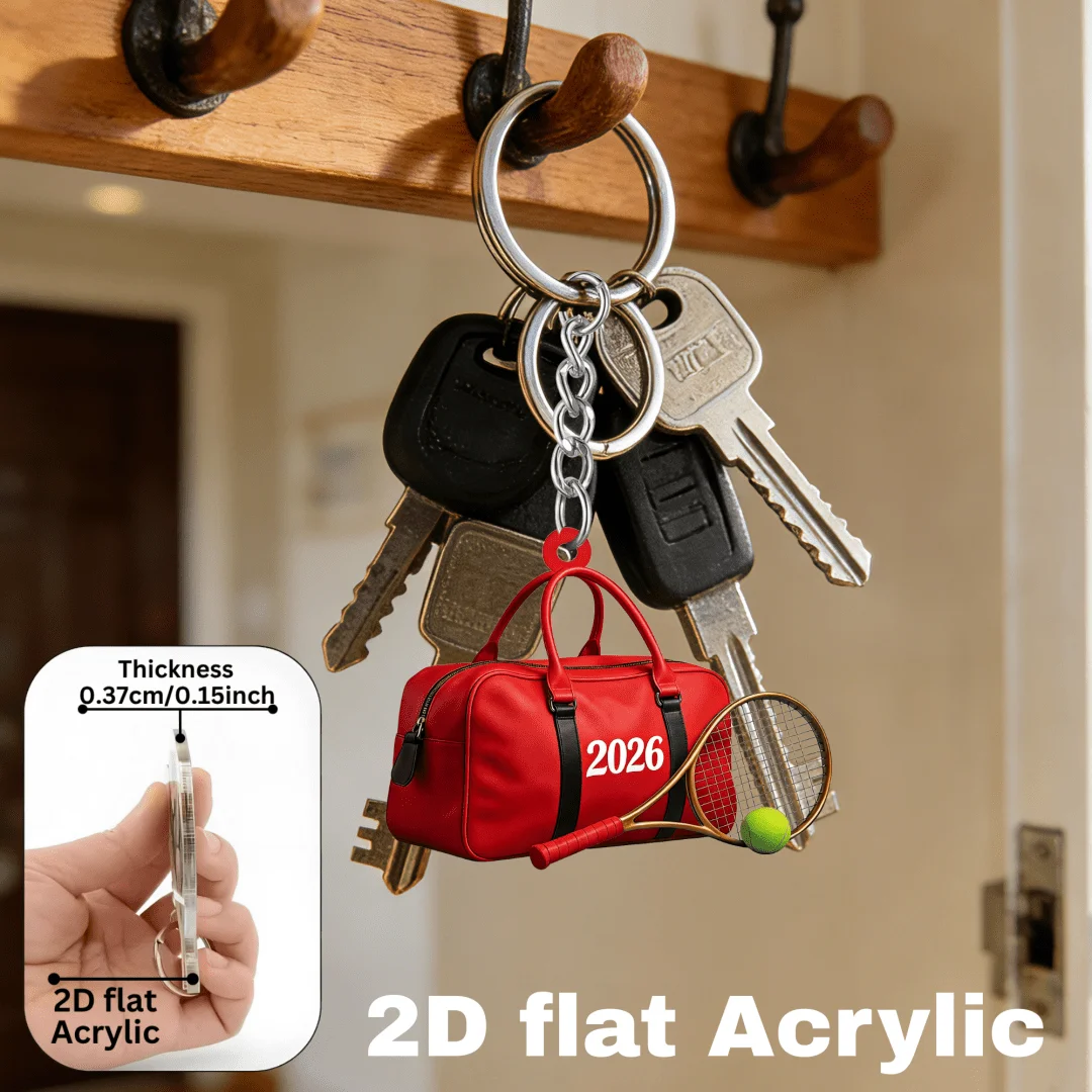 Cute Tennis Gym Bag Keychain 3/4/7pcs 2D Acrylic Sporty Pendant Backpack Accessory Party Favors Perfect Gifts for Friend Holiday