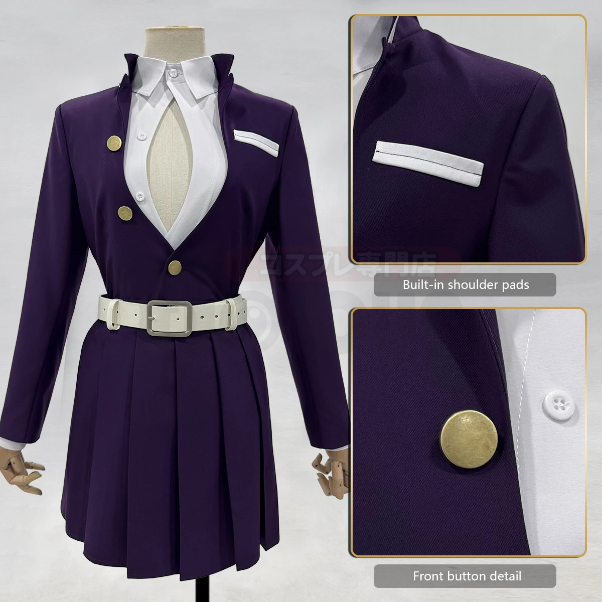 HOLOUN Anime Kanroji Mitsuri Cosplay Costume Braided Wig Embroidery Top Skirt White Haori Belt Stockings Cos Halloween