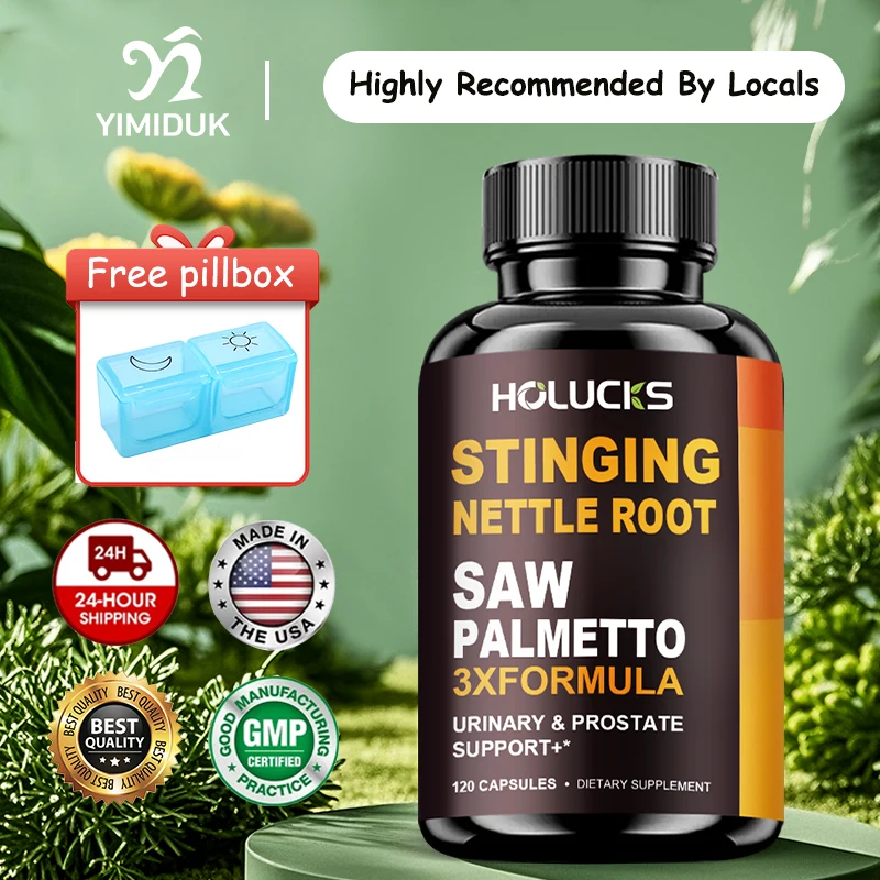 

HOLUCKS Natural Saw Palmetto Blend, with Stinging Nettle & Pumpkin Seed, Support Urinary Tract, Hair & Prostate Health for Men