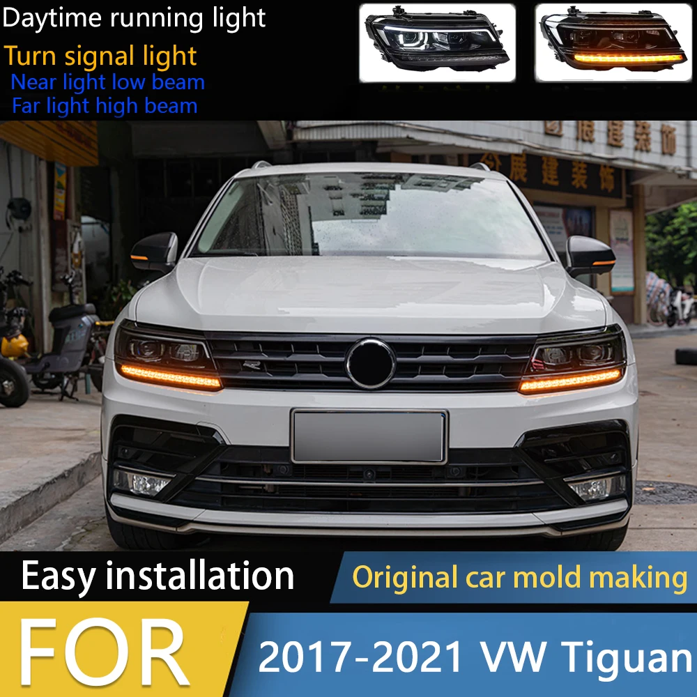 

Стайлинг автомобиля для фар VW Tiguan 2017-2021 Tiguan, светодиодные фары DRL, скрытая фара, ангельские глазки, биксеноновые аксессуары