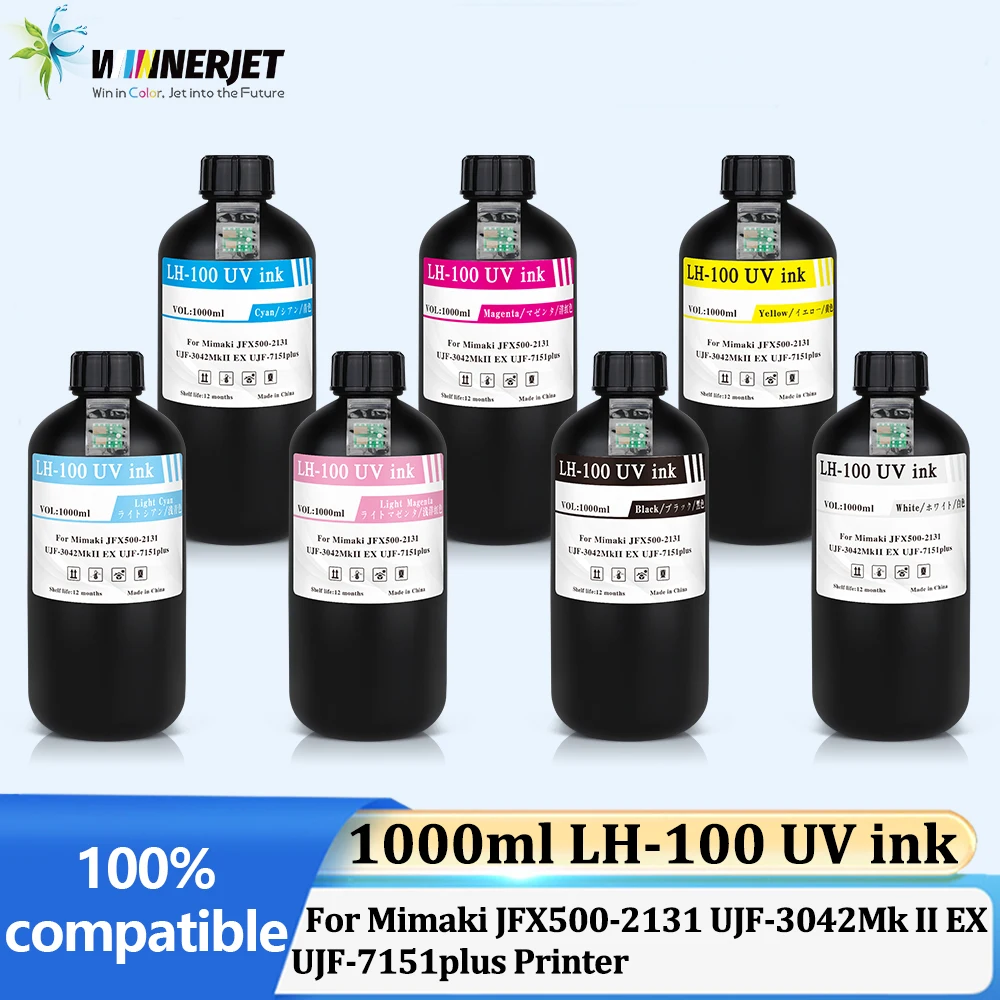 Winnerjet 1000ml LH-100 UV ink For Mimaki UV ink for Mimaki JFX500-2131 UJF-3042Mk II EX UJF-7151plus Printer