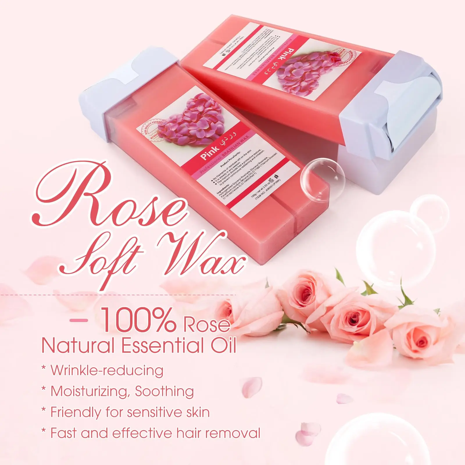 

100 г восковой валик с розой, сменный картридж для безболезненной эпиляции для бикини и тела, подогреватель воска для депиляции, совместимый