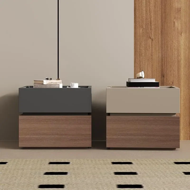Modern Solid Wood Nightstand Minimalist Luxury Bedside Table Small Storage Cabinet for Bedroom Home Furniture