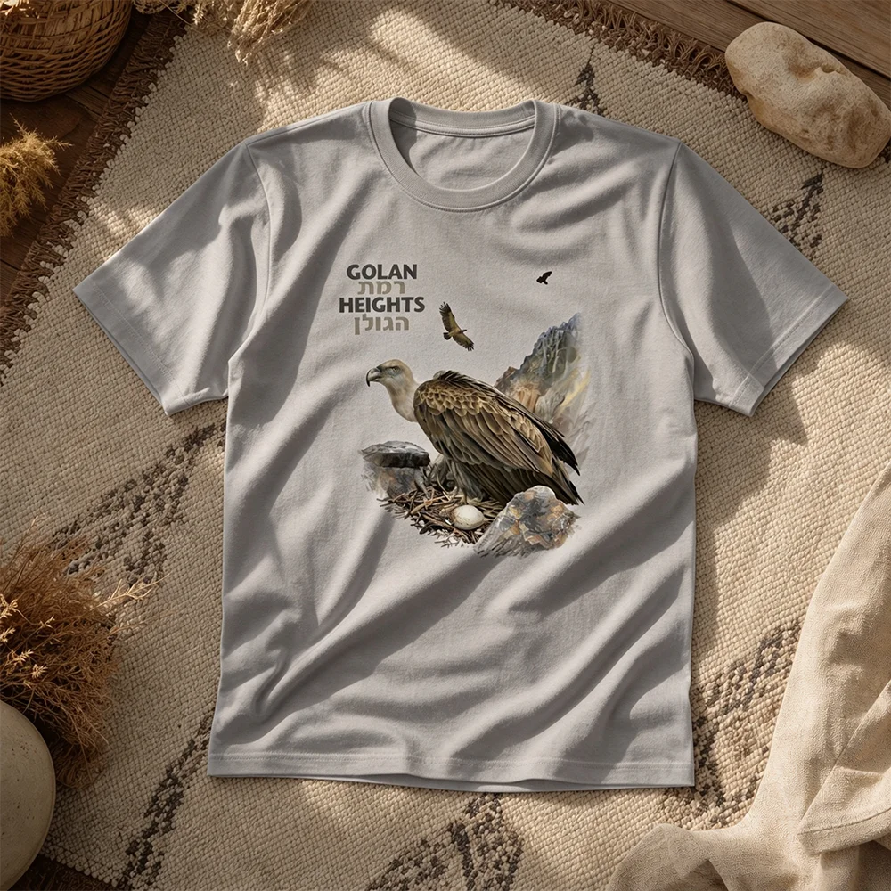 Unisex Golan Heights Eagle Nest Print Short Sleeve T-Shirt Soft Casual Harajuku Style Parent-Child Top Israel Aesthetic Fashion