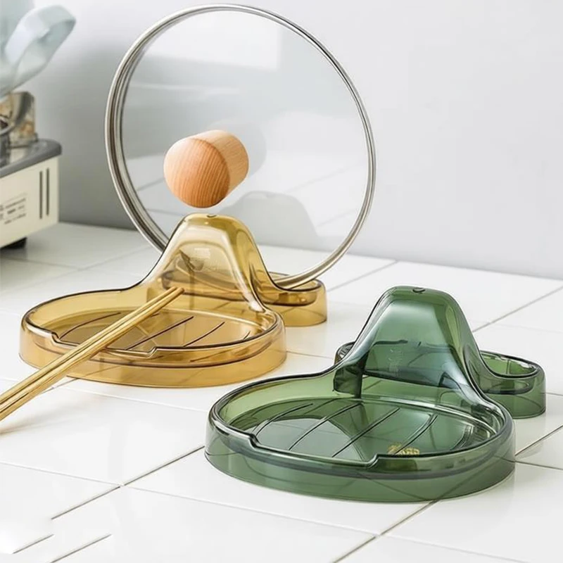 1Pc Home Pot Lid Rack Sitting Kitchen Table With Water Plate Shelf Kitchen Multifunctional Spatula Holder Spoon Stand Kitchen