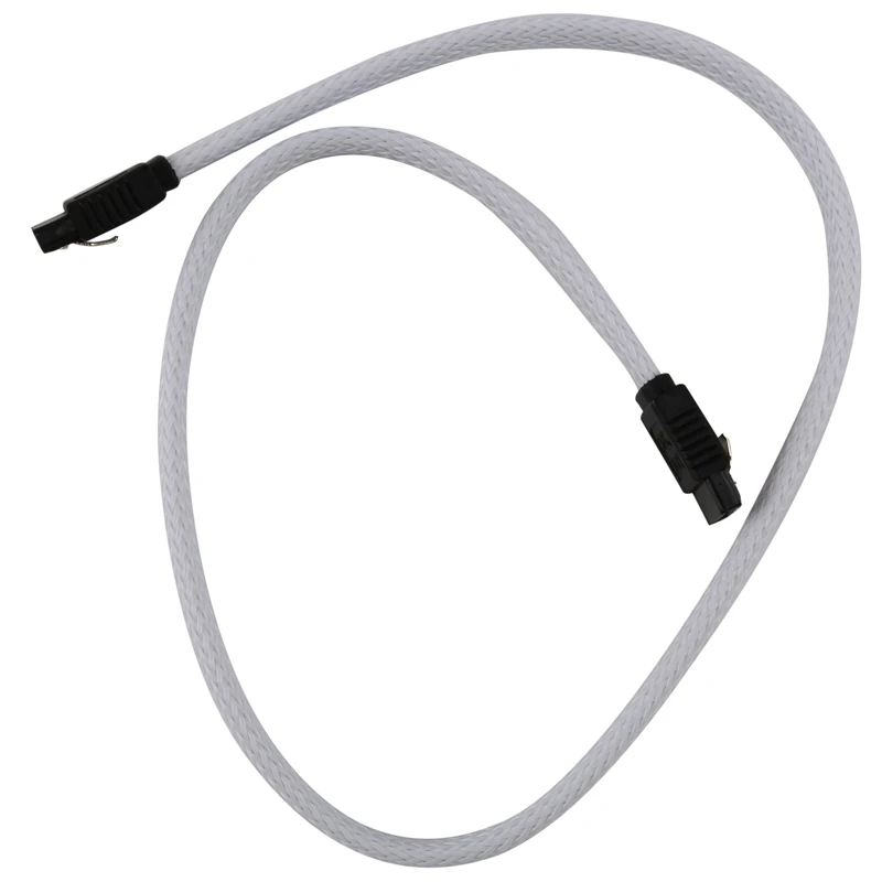 كابل بيانات AA58 50 سم SATA 3.0 III SATA3 7pin كابلات SSD 6 جيجابايت/ثانية سلك بيانات القرص الصلب HDD مع إصدار ممتاز بأكمام من النايلون (أبيض)