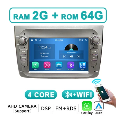 Draadloze Carplay Android 14 Auto Autoradio Stereo Voor Alfa Romeo 147 Bluetooth 2 Din Autoradio Multimedia Speler Scherm 4G Lte