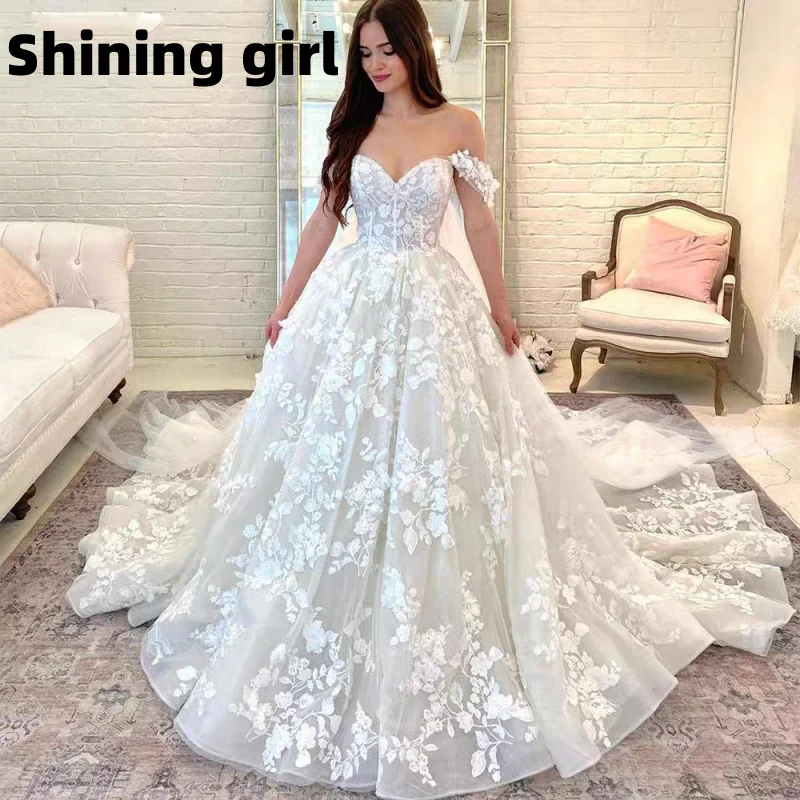 Customized Exquisite Ball Gown Wedding Dress 2025 Sweetheart Appliques Off The Shoulder Backless For Brides Vestido De Novia