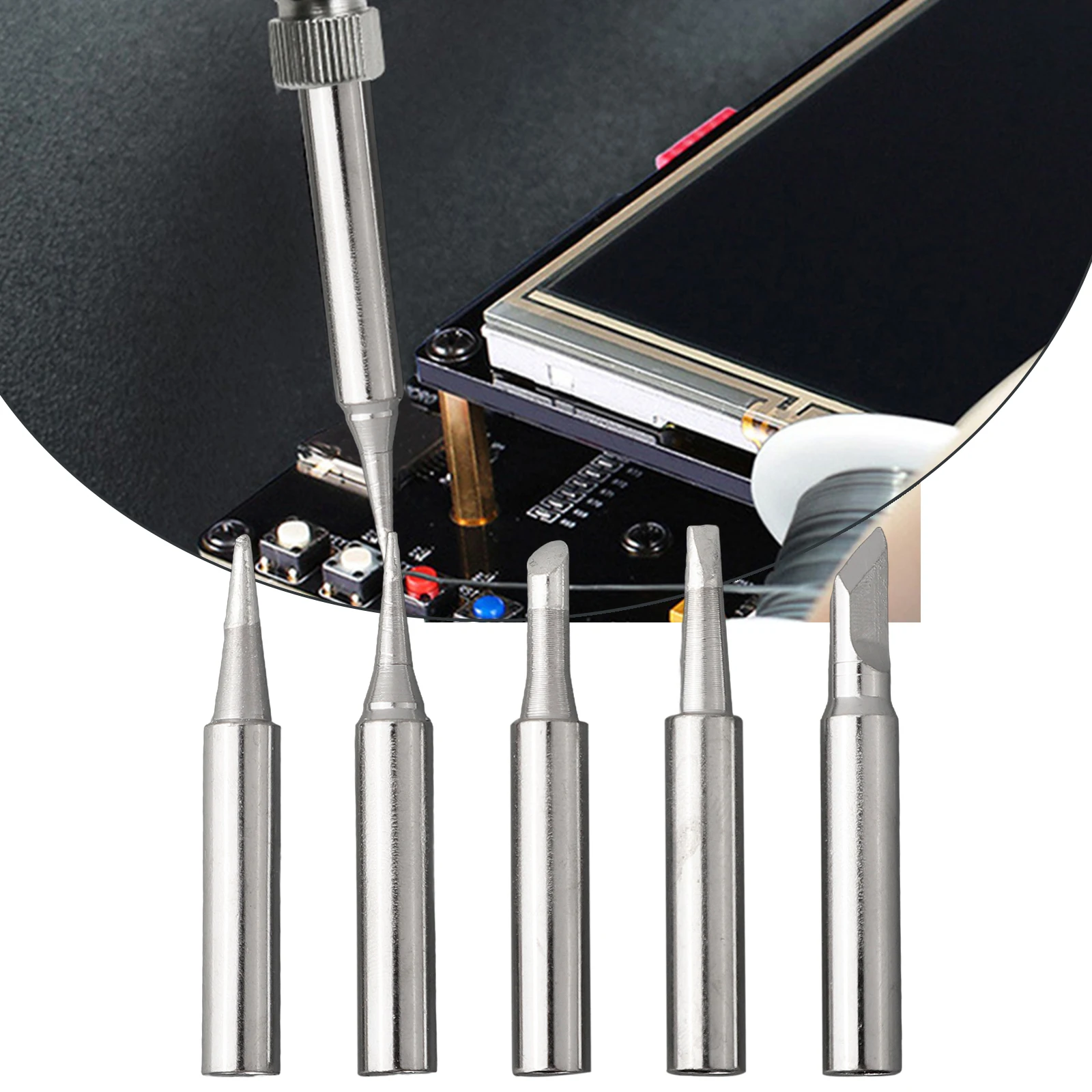 5pcs Copper Soldering Iron Tips Replacement 936 Welding Head Lead-free Solder Tips Household Soldering Accessories Parts