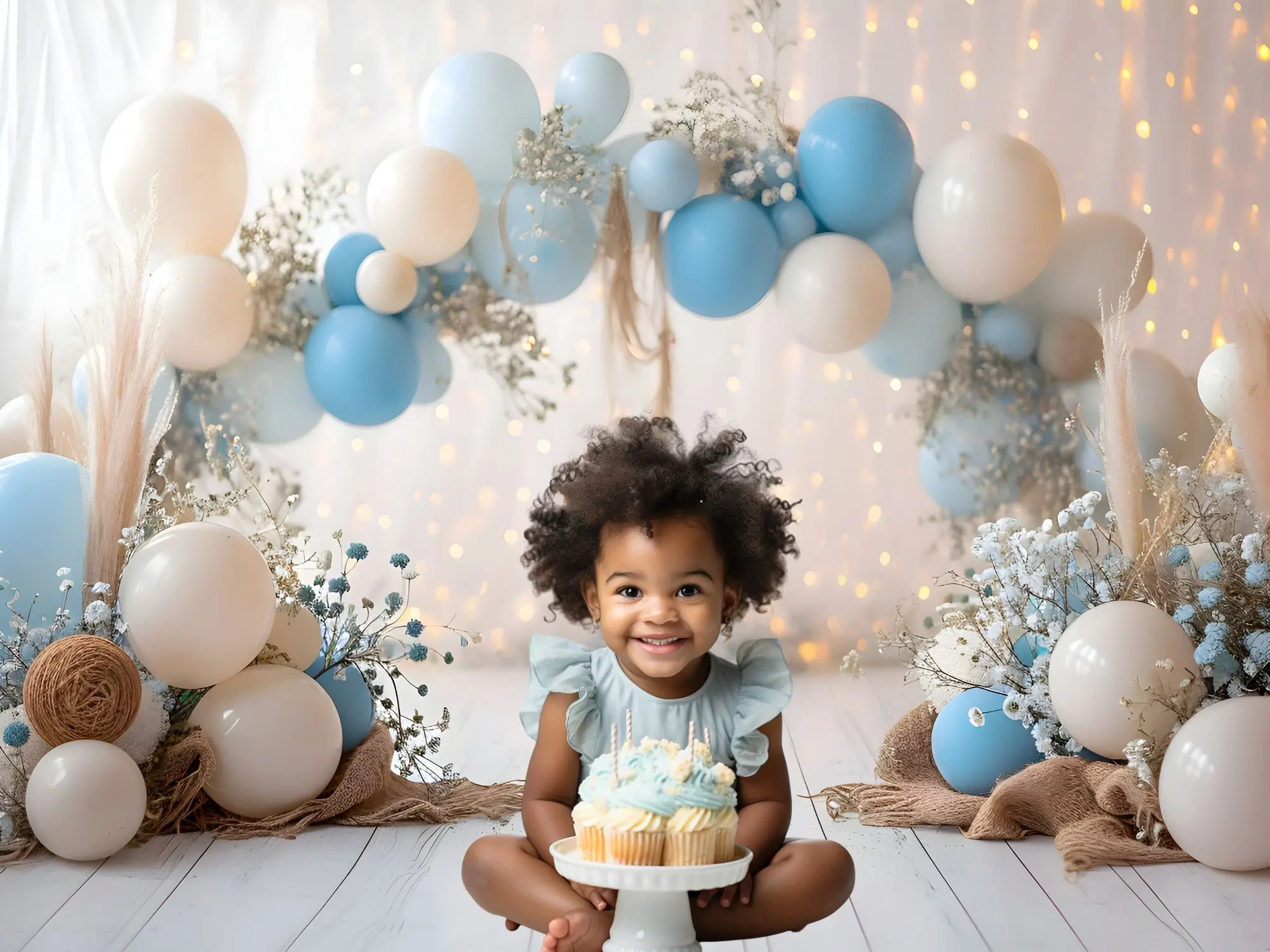 Mehofond Photography Background Boho Arch Balloons Floral Donut Kids Birthday Cake Smash Portrait Decor Backdrop Photo Studio