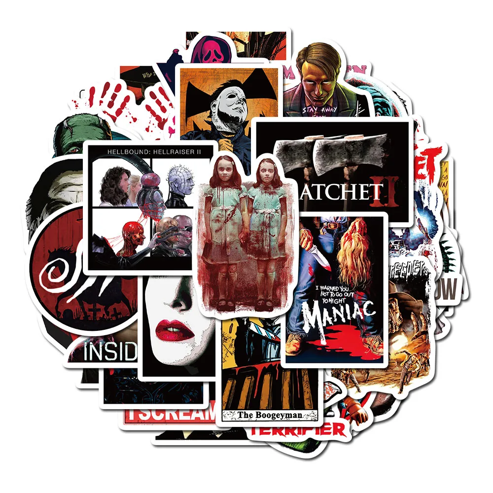 10/50/100Pcs Horror Movie Terror Vintage For Gift Skateboard Luggage Refrigerator Notebook Motorcycle Waterproof Stickers