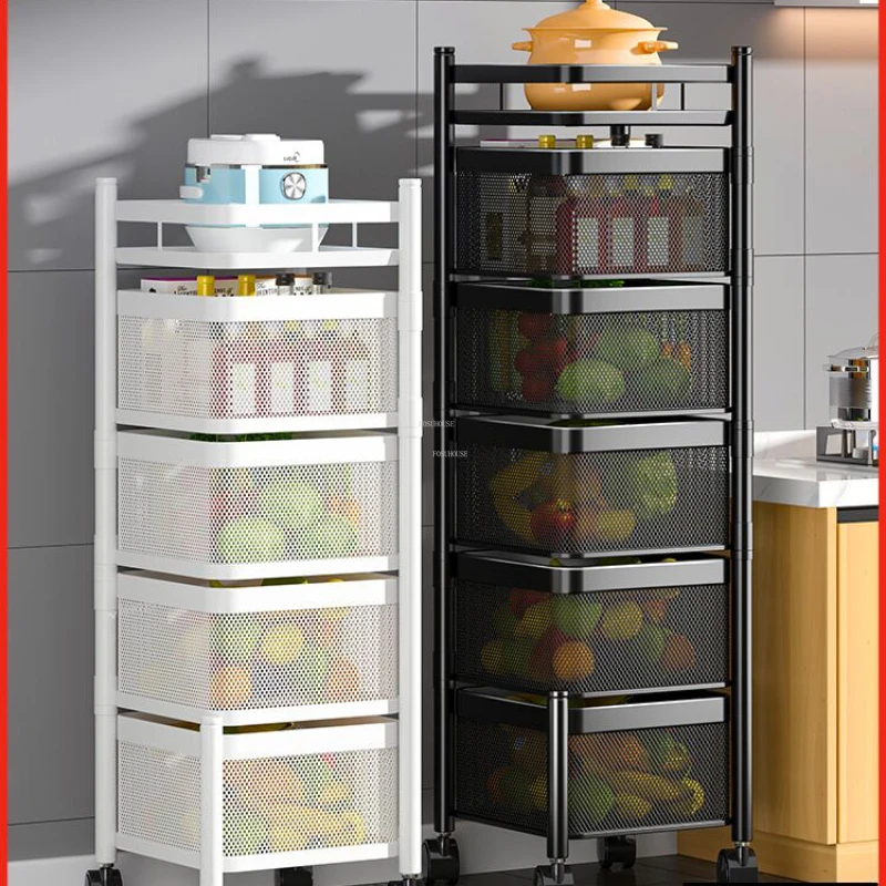 

Rotating Rack Multifunctional Kitchen Trolleys Floor Snack Basket Multi-layer Kitchen Islands Storage Racks Kitchen Furniture