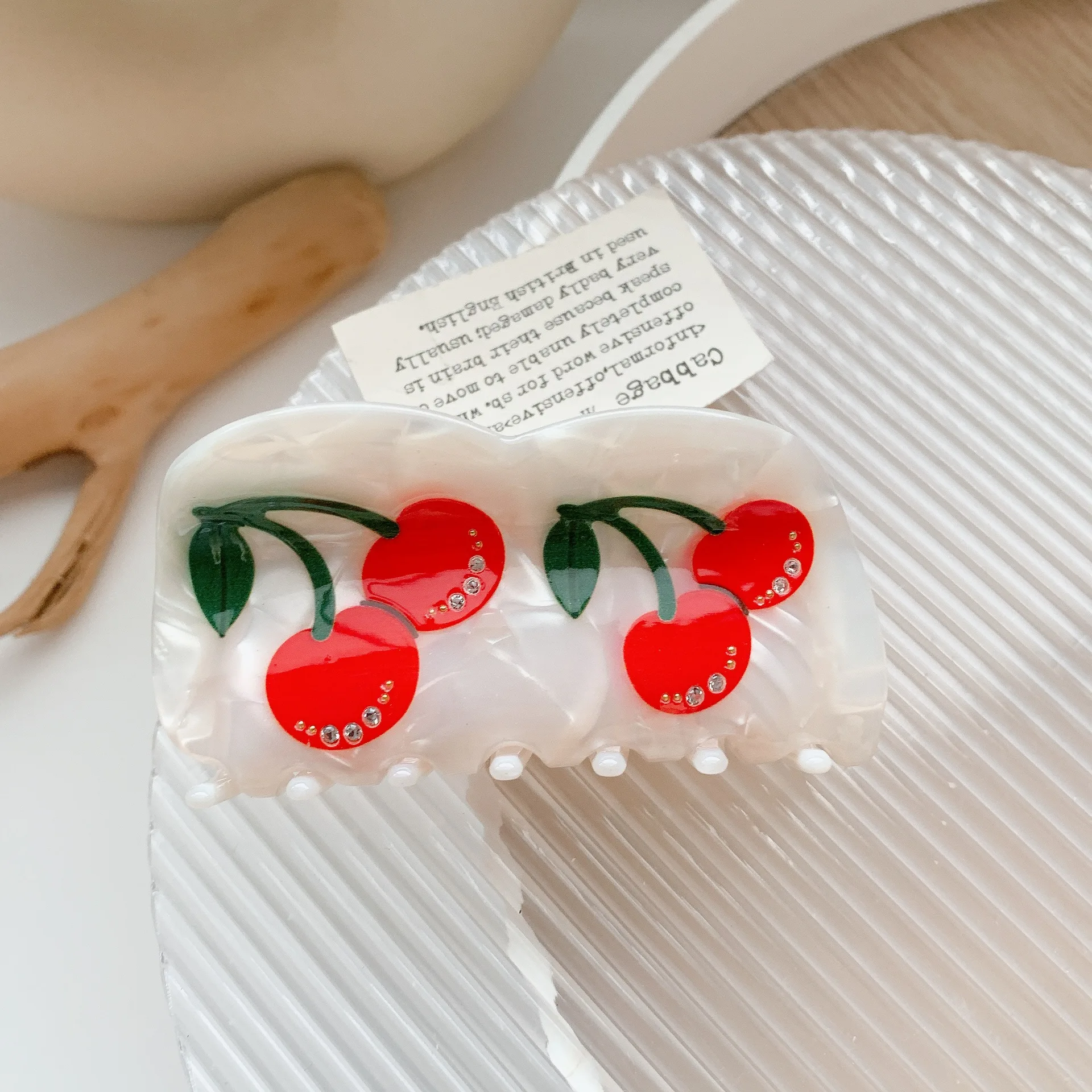 Muweordy Summer Fruit Series Hair Clip Rhinestone Acetate Claw Clip Cute Girl Sweet Strawberry Cherry Hair Clip Hair Accessories