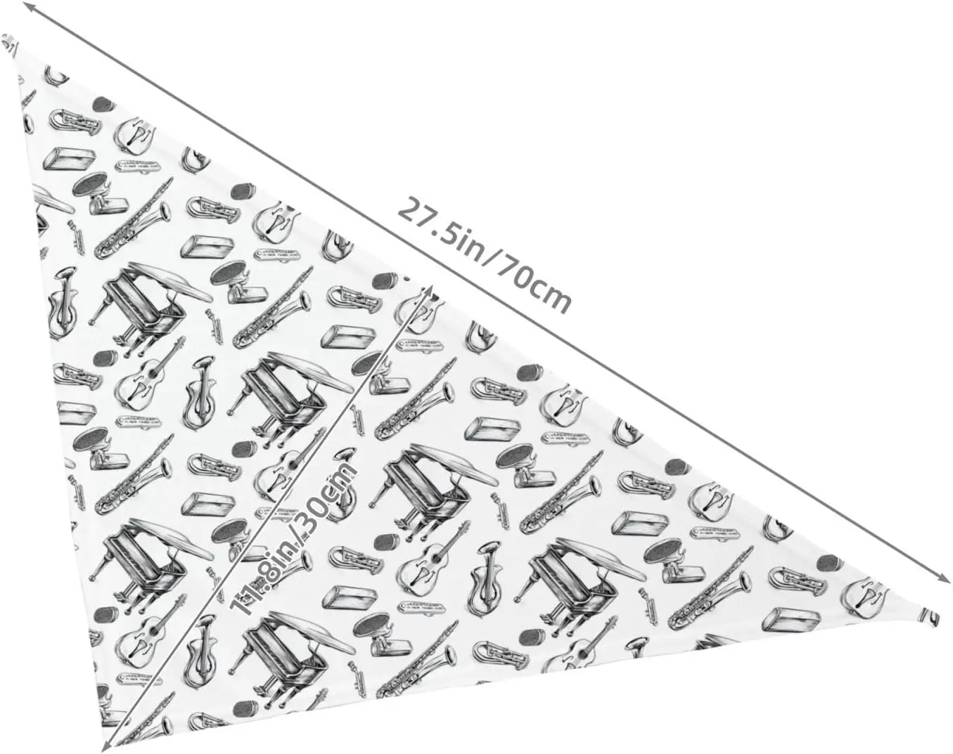 Dog Bandanas Boy Girl Hand-Drawn Musical Instruments Print Comfy Adjustabl Dog Scarf Handkerchiefs Triangle Bibs