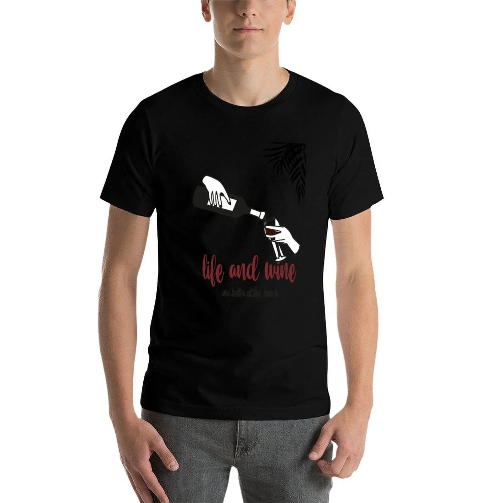 life and wine are better at the beach- summer, apero T-Shirt Everyday Wear Basic Short Sleeve Top - view 4