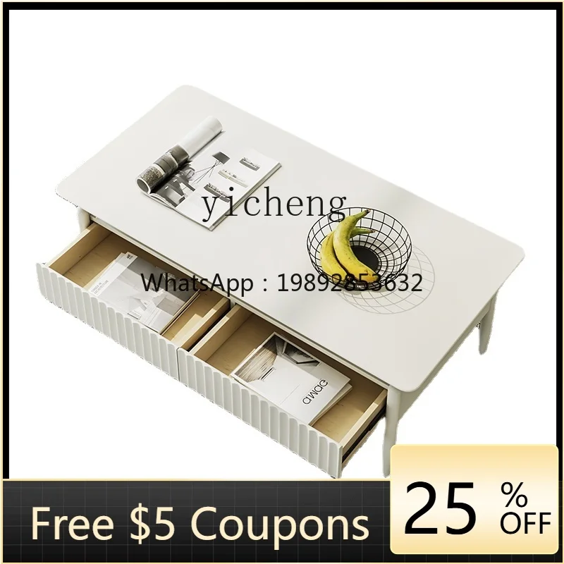 

ZZ Tqh Coffee Table Medium and Small Apartment Living Room Home Storage Nordic Multi-Functional Creative New Khaki White