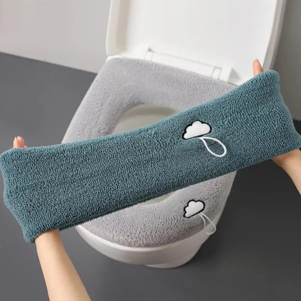 Keset Penutup Tempat Duduk Toilet Tebal dengan Pegangan Yang Dapat Dicuci dengan Elastisitas Higienis Bantalan Penutup Tempat Duduk Toilet Kamar Mandi Aksesori Kamar Mandi