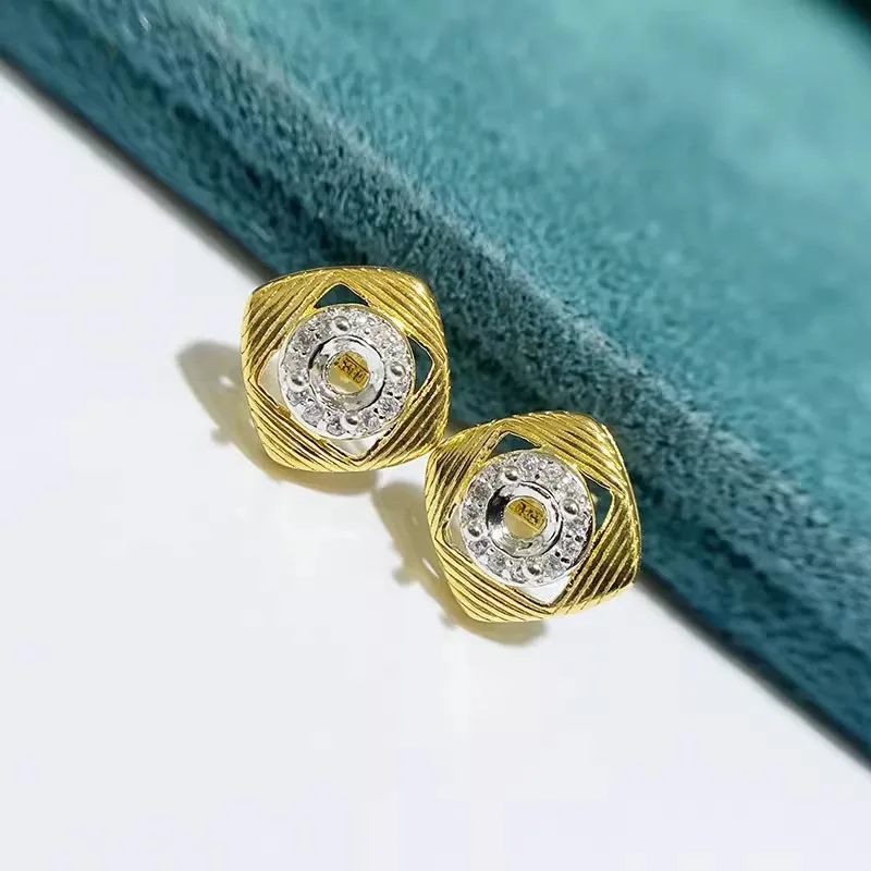 

MeiBaPJ 4 мм круглые камни DIY 925 серебро пустая установка модные серьги-гвоздики изысканные очаровательные свадебные украшения для женщин