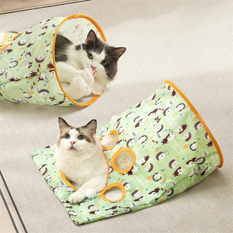 ﻿Foldable Cat Tunnel Interactive Toy  Drill Bag Cat Tunnel Rolling Mouse with Noise Paper Cat Drill Hole Cat Interactive Play