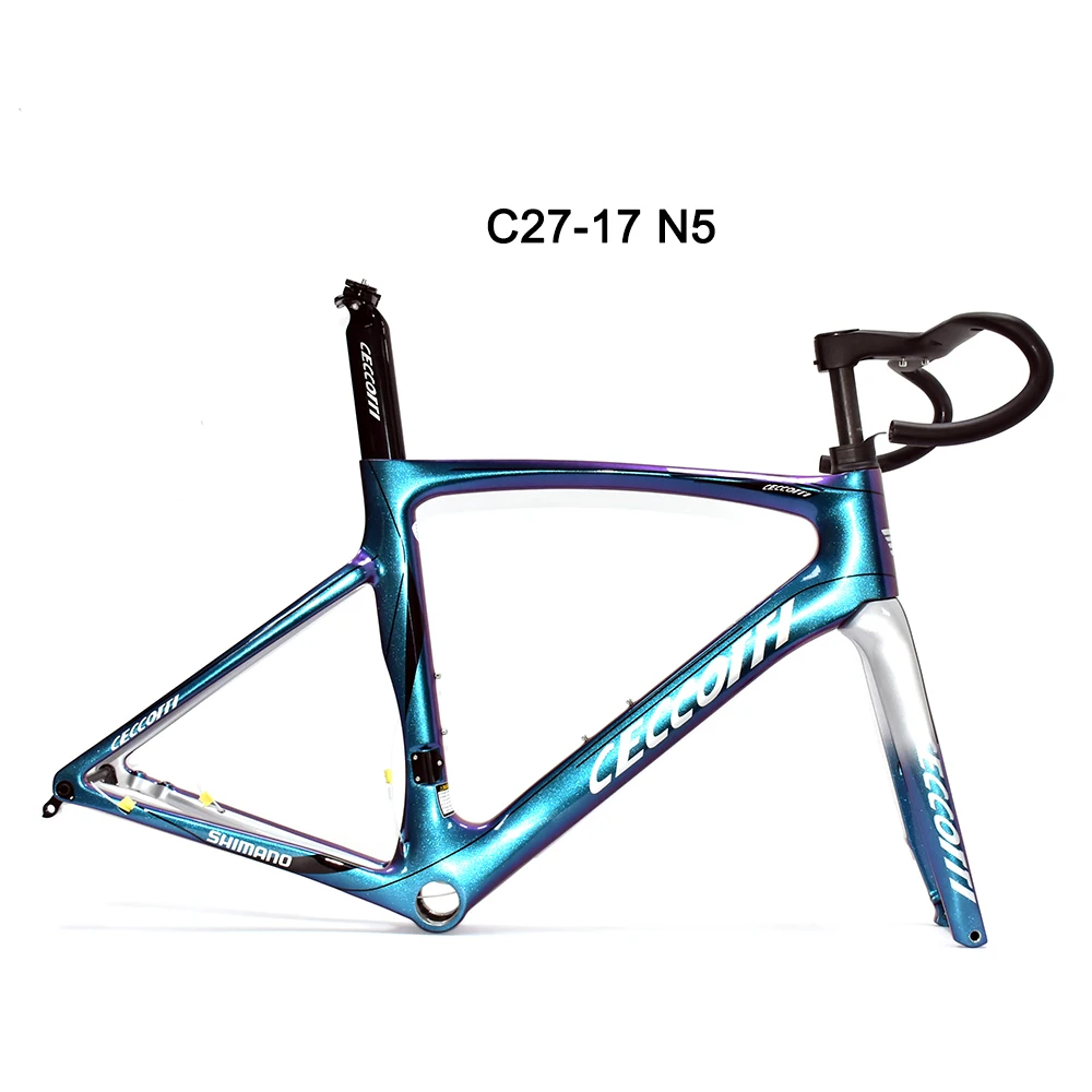 Chameleon Road Bike Carbon Frame, Internal Full Hidden Cable, Disc Brake, Bicycle Frameset, Handlebar, 160mm